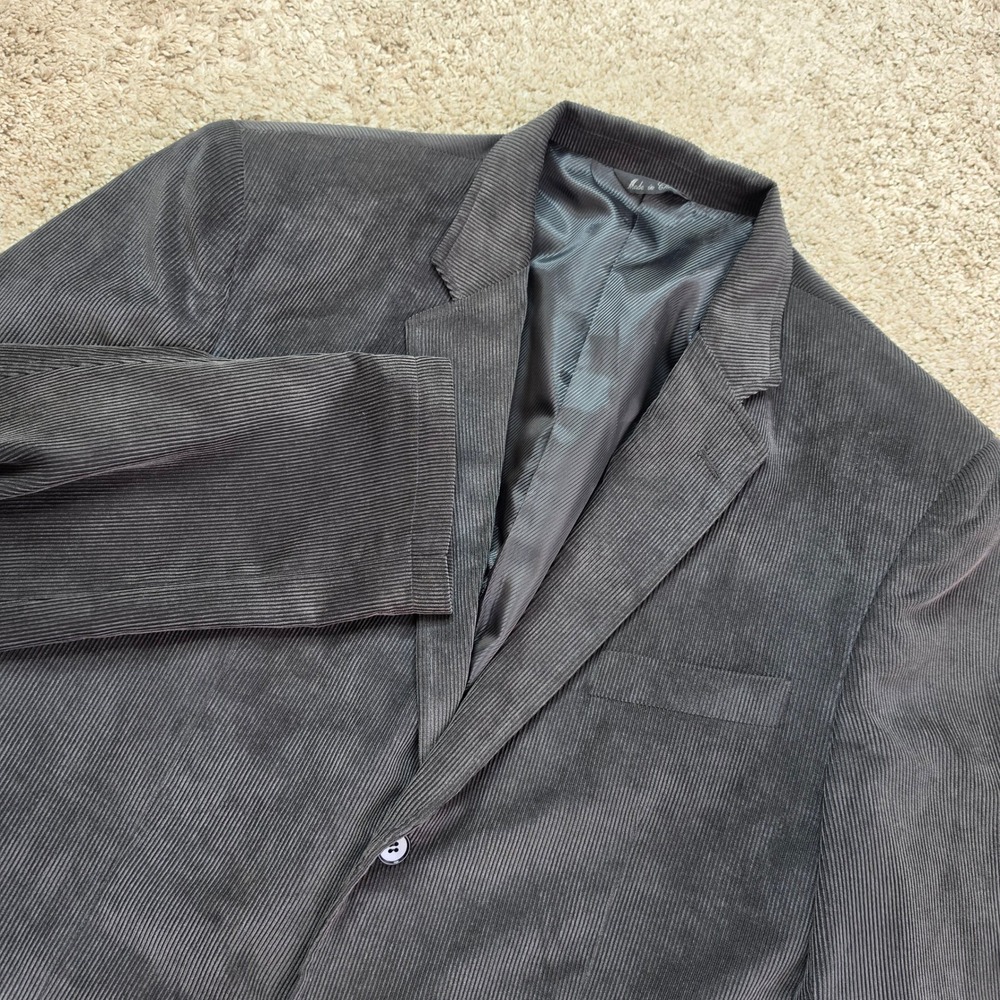 Gianni Uomo Corduroy Blazer Mens L Black Sport Coat Jacket Casual Academic 32935